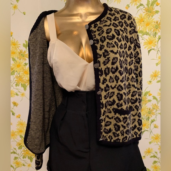 Vintage Tally Ho Leopard button up cardigan Size M - Picture 8 of 14